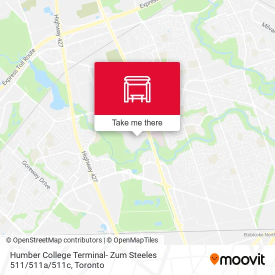 Humber College Terminal- Zum Steeles 511 / 511a / 511c map
