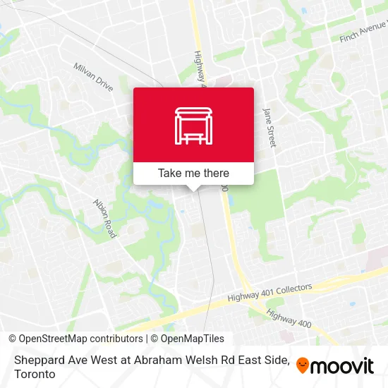Sheppard Ave West at Abraham Welsh Rd East Side map