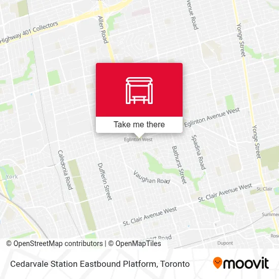 Cedarvale Station Eastbound Platform map