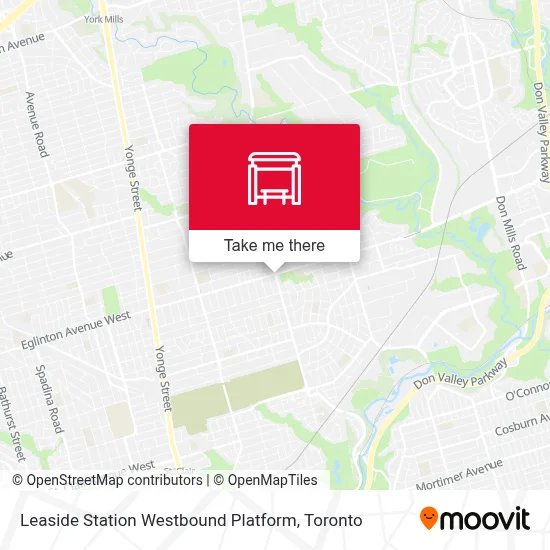 Leaside Station Westbound Platform map