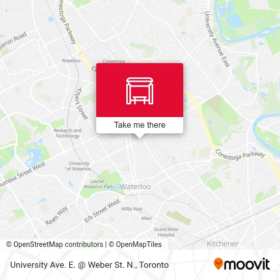 University Ave. E. @ Weber St. N. map