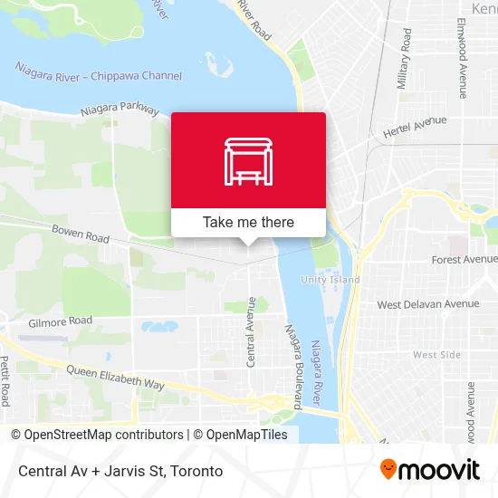 Central Av + Jarvis St map