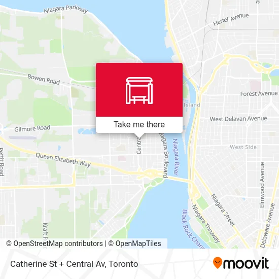 Catherine St + Central Av map