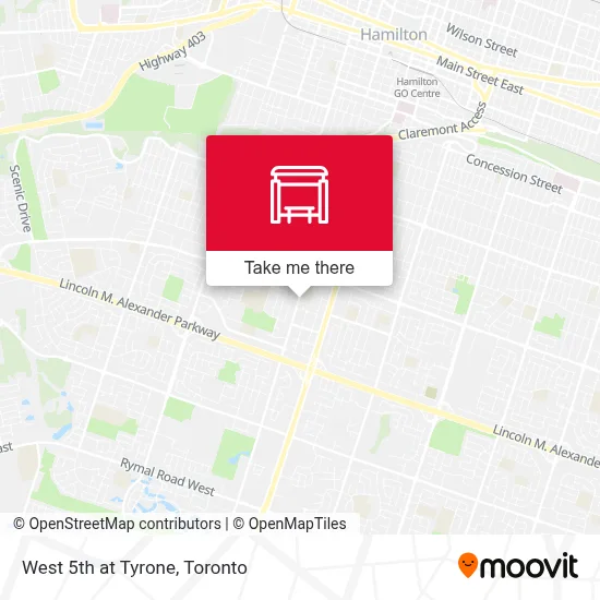West 5th at Tyrone map