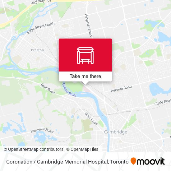 Coronation / Cambridge Memorial Hospital map