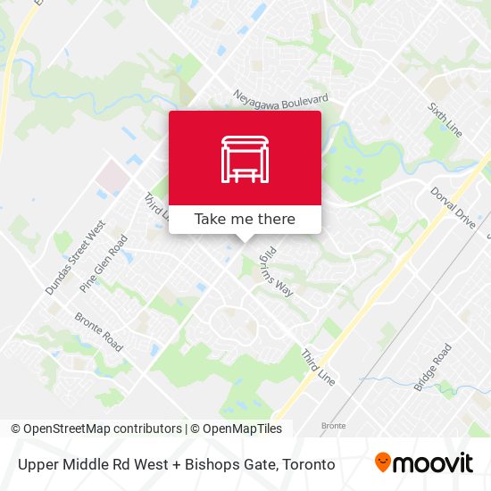Upper Middle Rd West + Bishops Gate map