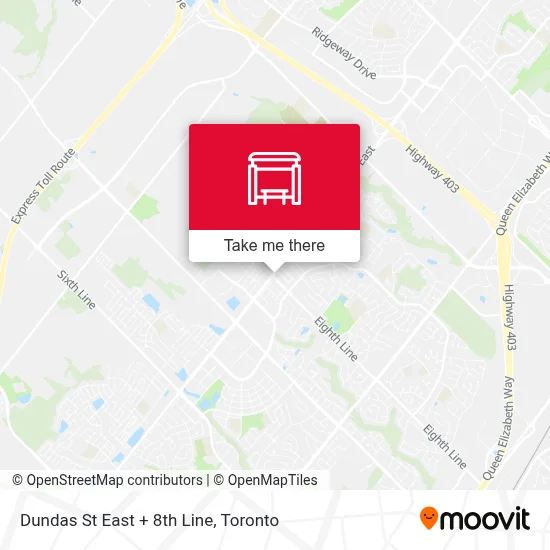 Dundas St East + 8th Line map