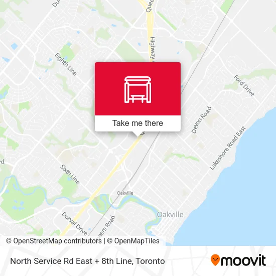 North Service Rd East + 8th Line map