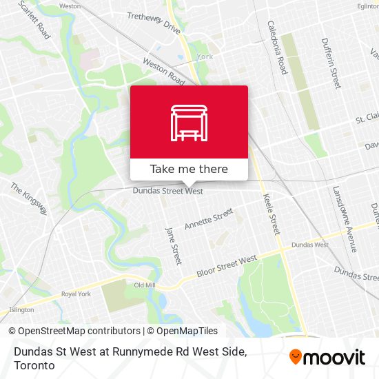 Dundas St West at Runnymede Rd West Side map