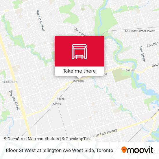 Bloor St West at Islington Ave West Side map