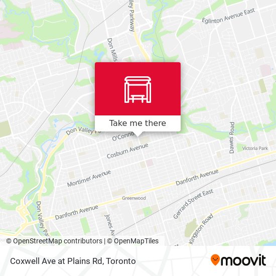 Coxwell Ave at Plains Rd map