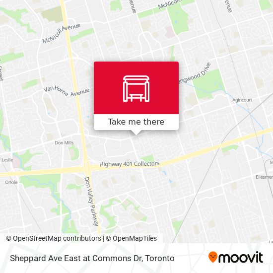 Sheppard Ave East at Commons Dr map