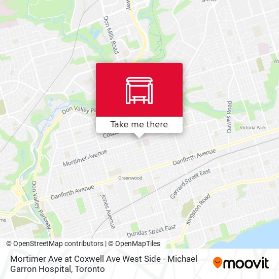 Mortimer Ave at Coxwell Ave West Side - Michael Garron Hospital map