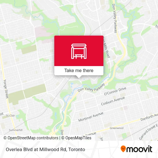 Overlea Blvd at Millwood Rd map
