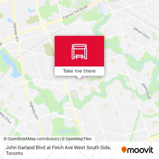 John Garland Blvd at Finch Ave West South Side map