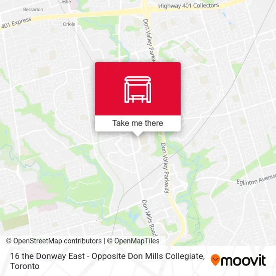 16 the Donway East - Opposite Don Mills Collegiate map