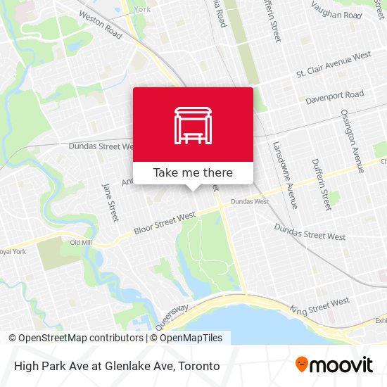 High Park Ave at Glenlake Ave map