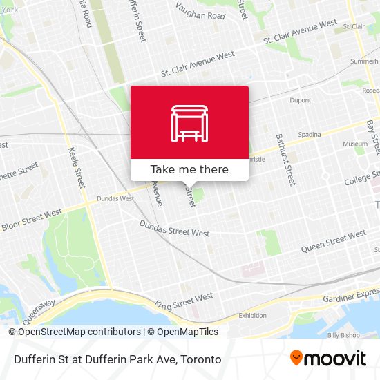 Dufferin St at Dufferin Park Ave map