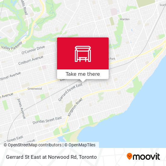 Gerrard St East at Norwood Rd map