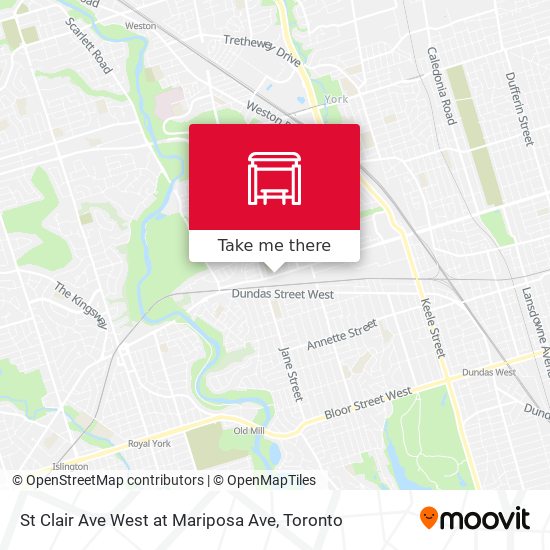 St Clair Ave West at Mariposa Ave map