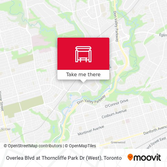 Overlea Blvd at Thorncliffe Park Dr (West) map