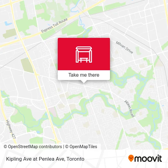 Kipling Ave at Penlea Ave map