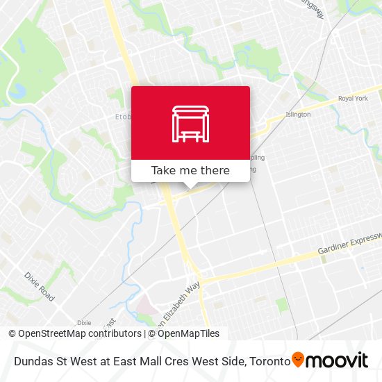 Dundas St West at East Mall Cres West Side map