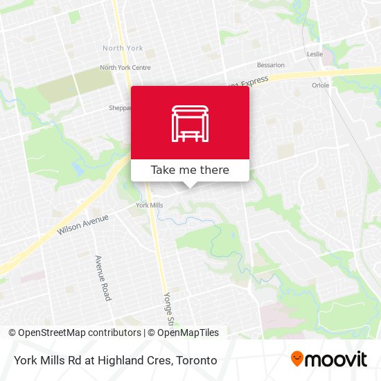 York Mills Rd at Highland Cres map