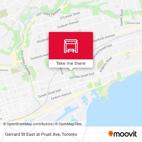 Gerrard St East at Prust Ave map