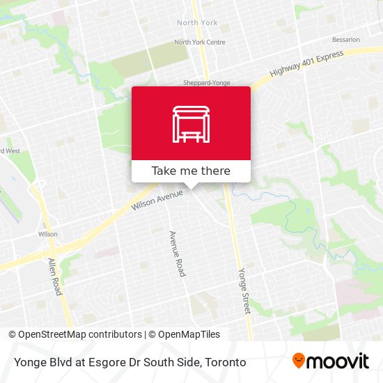 Yonge Blvd at Esgore Dr South Side map