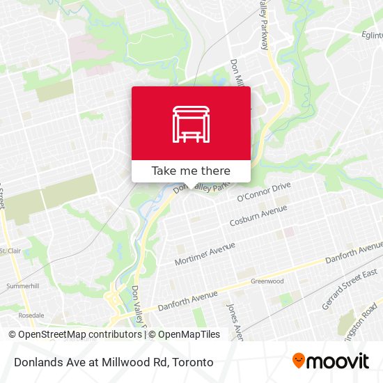 Donlands Ave at Millwood Rd map