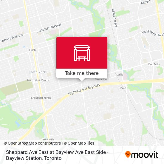 Sheppard Ave East at Bayview Ave East Side - Bayview Station map