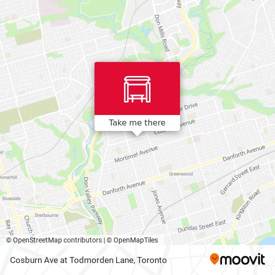 Cosburn Ave at Todmorden Lane map