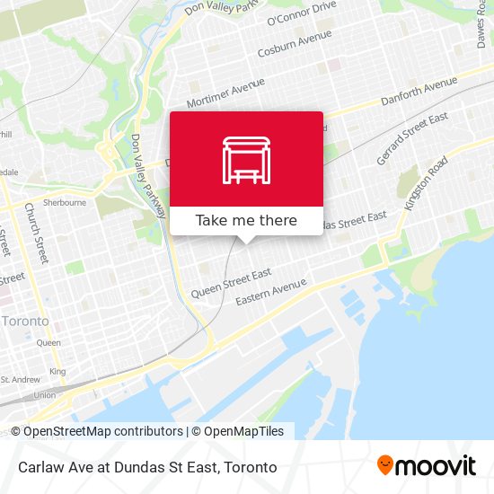 Carlaw Ave at Dundas St East map