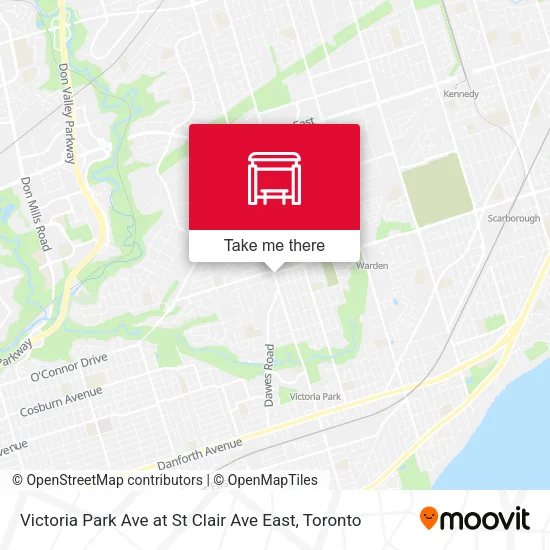Victoria Park Ave at St Clair Ave East map