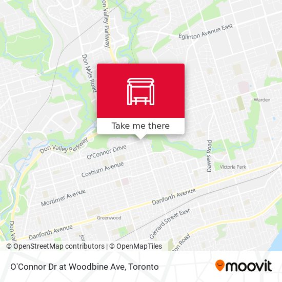 O'Connor Dr at Woodbine Ave map