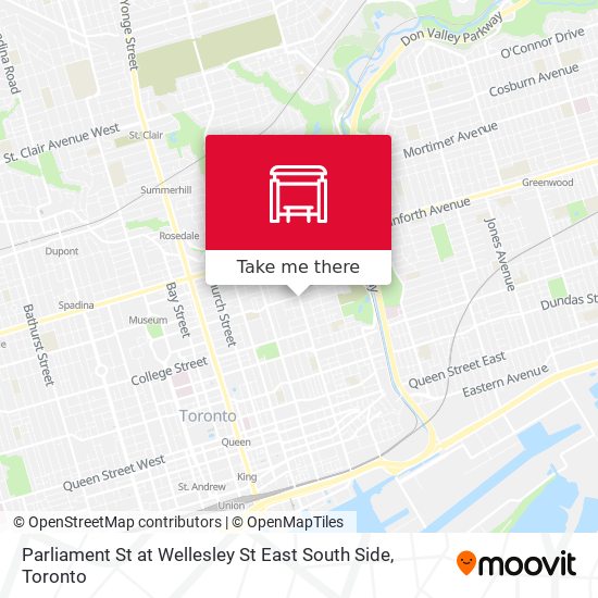 Parliament St at Wellesley St East South Side map