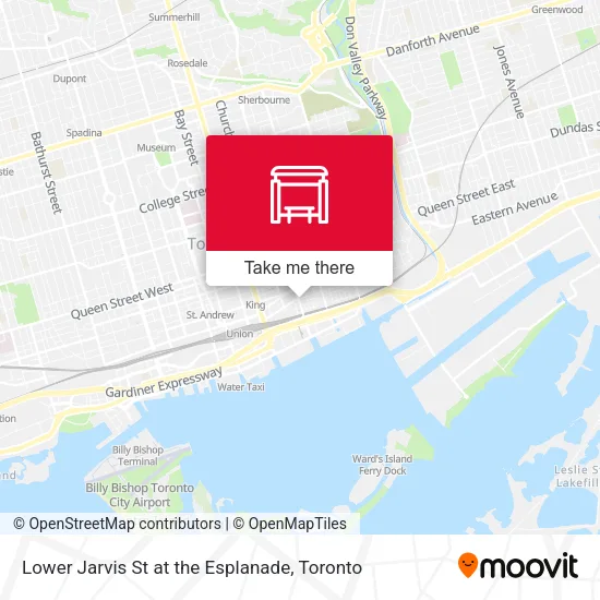 Lower Jarvis St at the Esplanade map