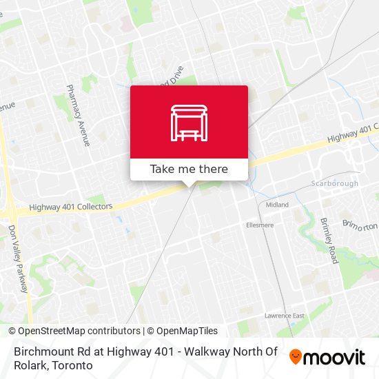 Birchmount Rd at Highway 401 - Walkway North Of Rolark map