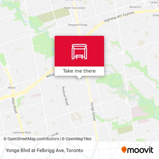 Yonge Blvd at Felbrigg Ave map
