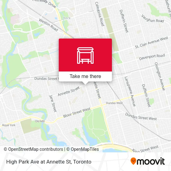 High Park Ave at Annette St map