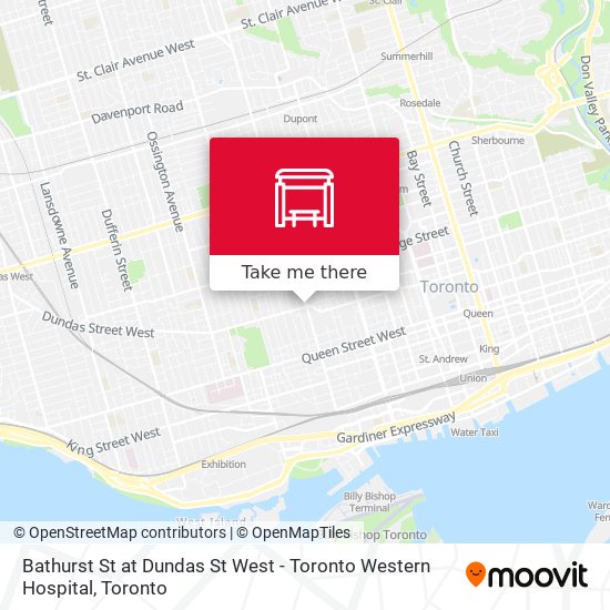 Bathurst St at Dundas St West - Toronto Western Hospital map
