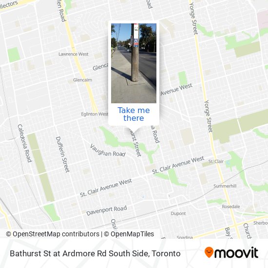 Bathurst St at Ardmore Rd South Side map