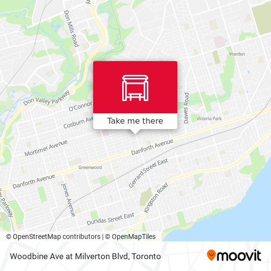 Woodbine Ave at Milverton Blvd map