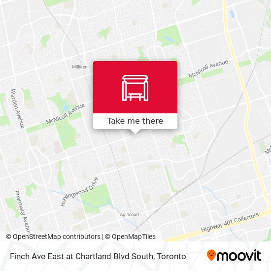 Finch Ave East at Chartland Blvd South map