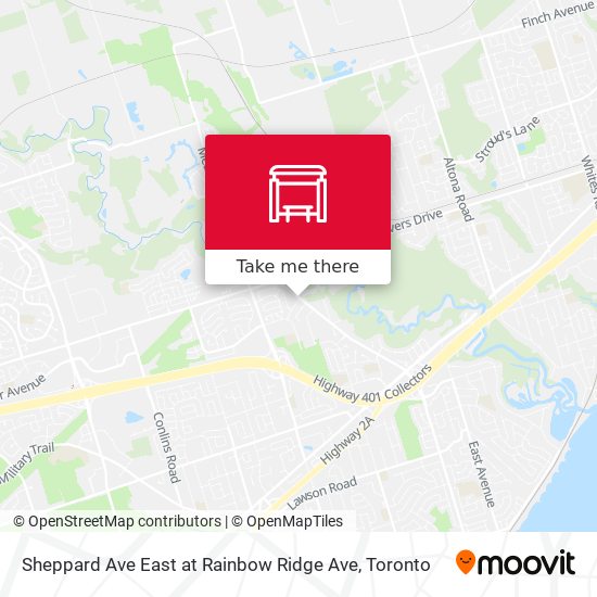 Sheppard Ave East at Rainbow Ridge Ave map