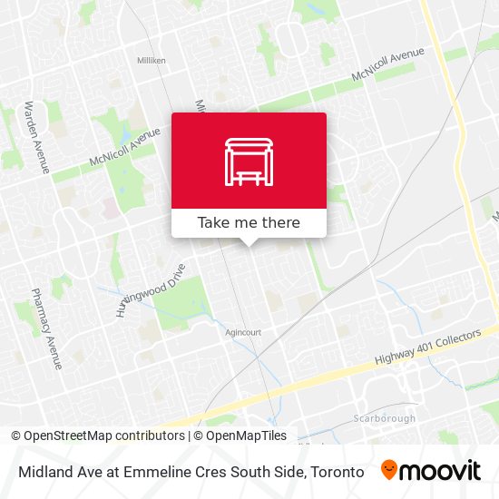 Midland Ave at Emmeline Cres South Side map