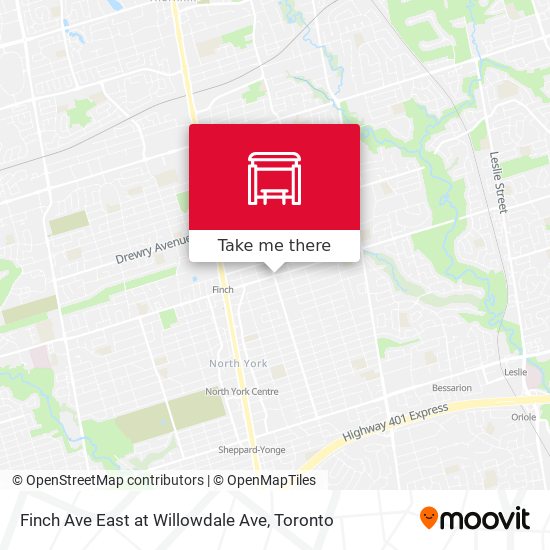 Finch Ave East at Willowdale Ave map