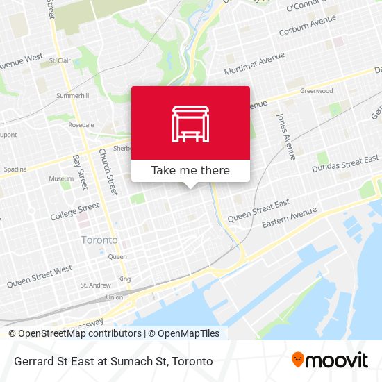 Gerrard St East at Sumach St map