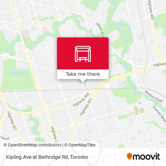 Kipling Ave at Bethridge Rd map